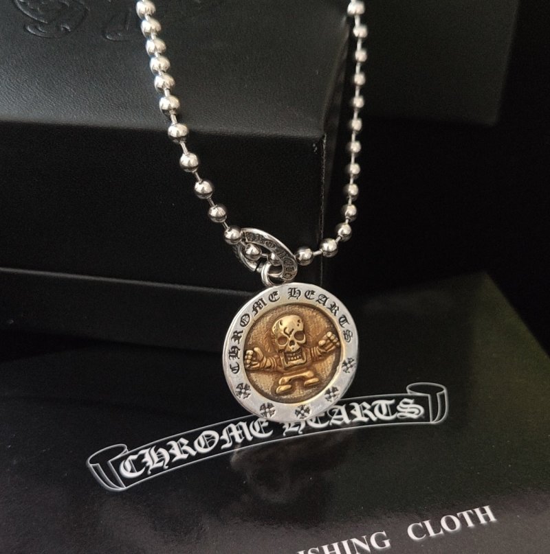 Chrome Hearts Skull Pendant Gold-Tone Necklace view