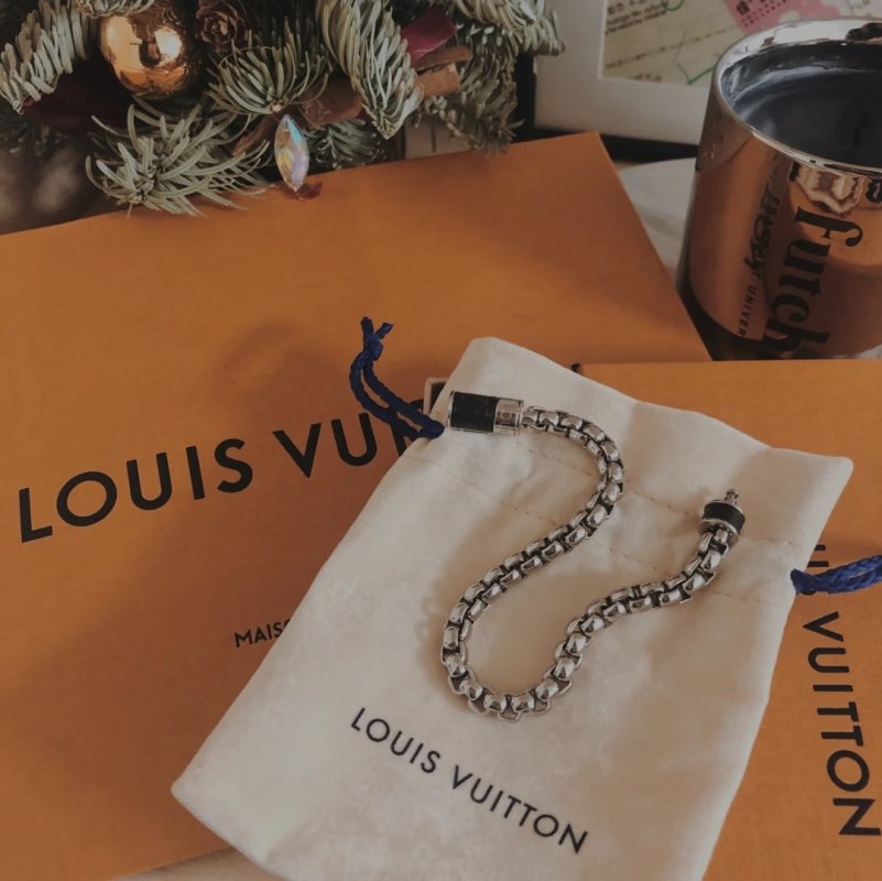 Louis Vuitton LV Monogram Chain Perfume Bottle Bracelet Silver view