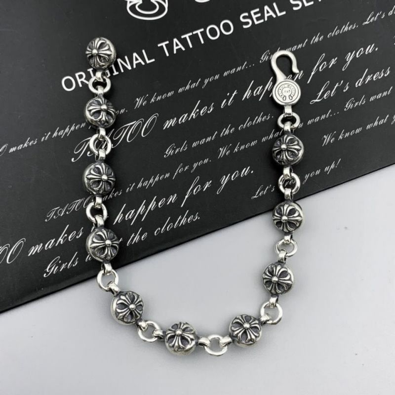 Chrome Hearts Silver Floral Cross Link Bracelet view