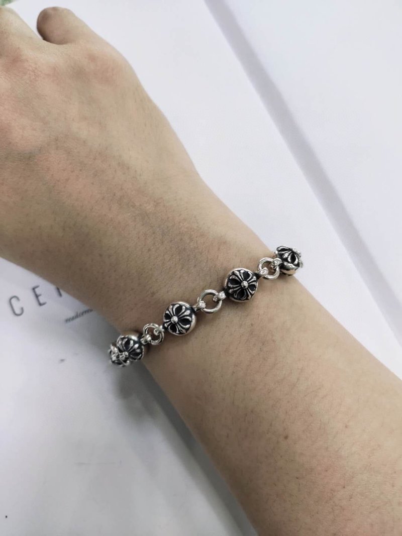 Chrome Hearts Silver Floral Cross Link Bracelet view
