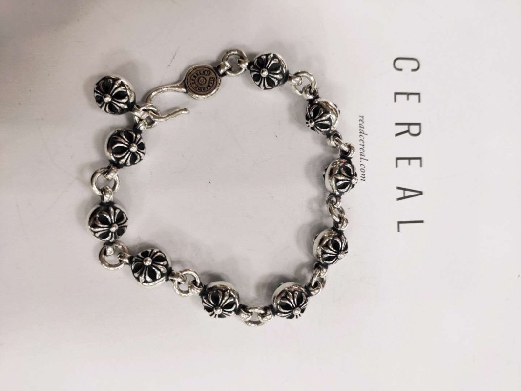 Chrome Hearts Silver Floral Cross Link Bracelet view