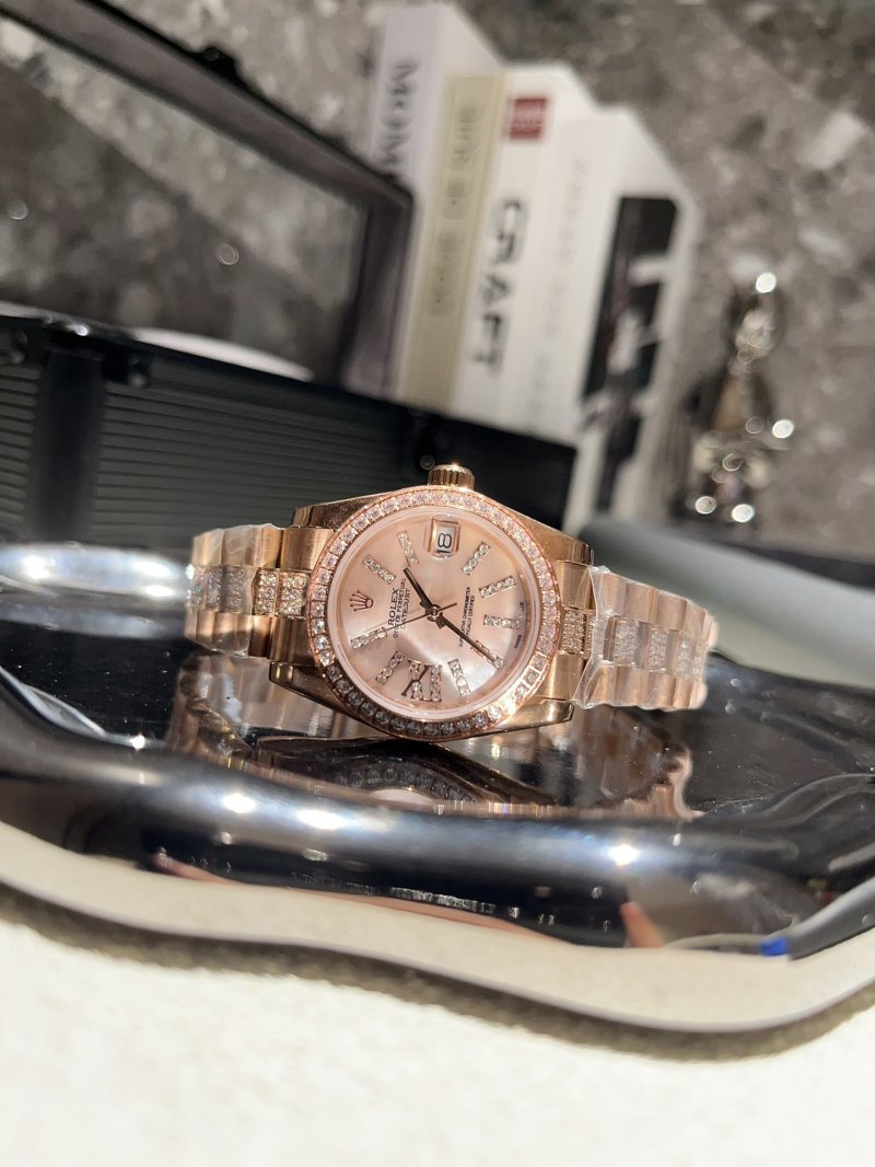 Rolex Datejust 31mm Rose Gold Diamond Bezel Women's Watch