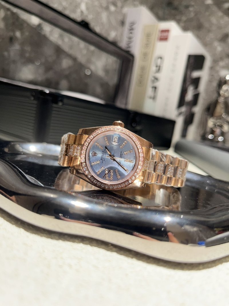 Rolex Datejust 31mm Rose Gold Diamond Bezel Women's Watch view