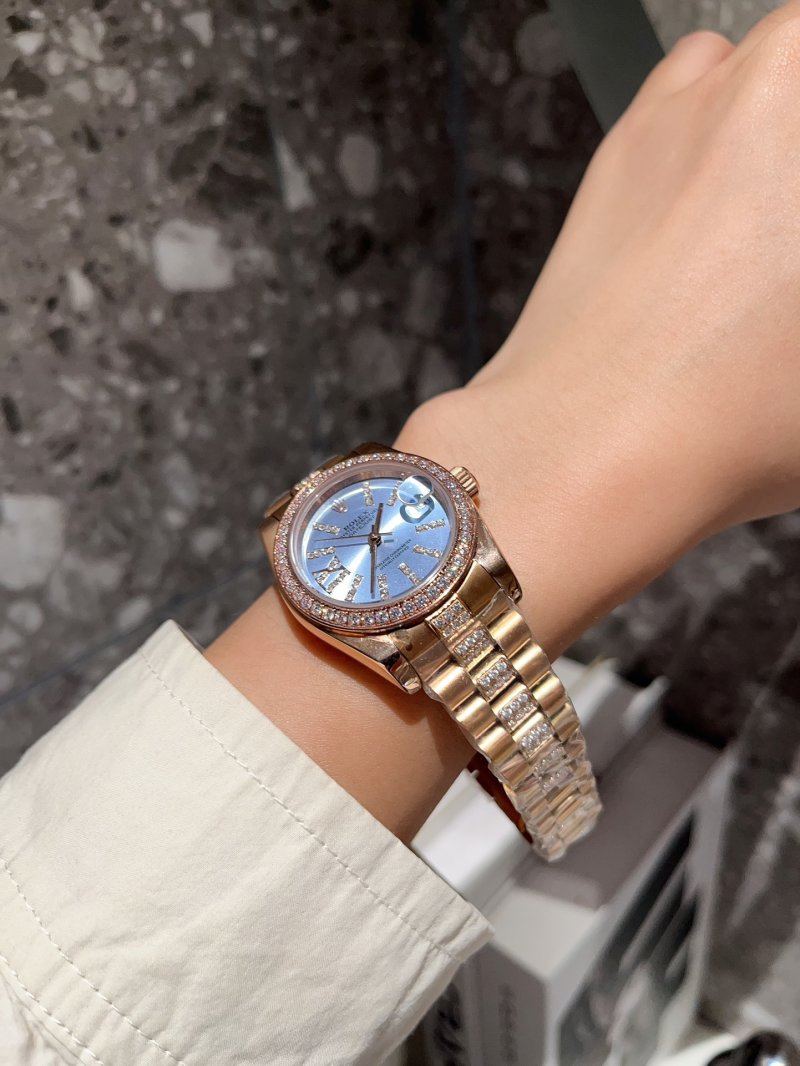 Rolex Datejust 31mm Rose Gold Diamond Bezel Women's Watch view