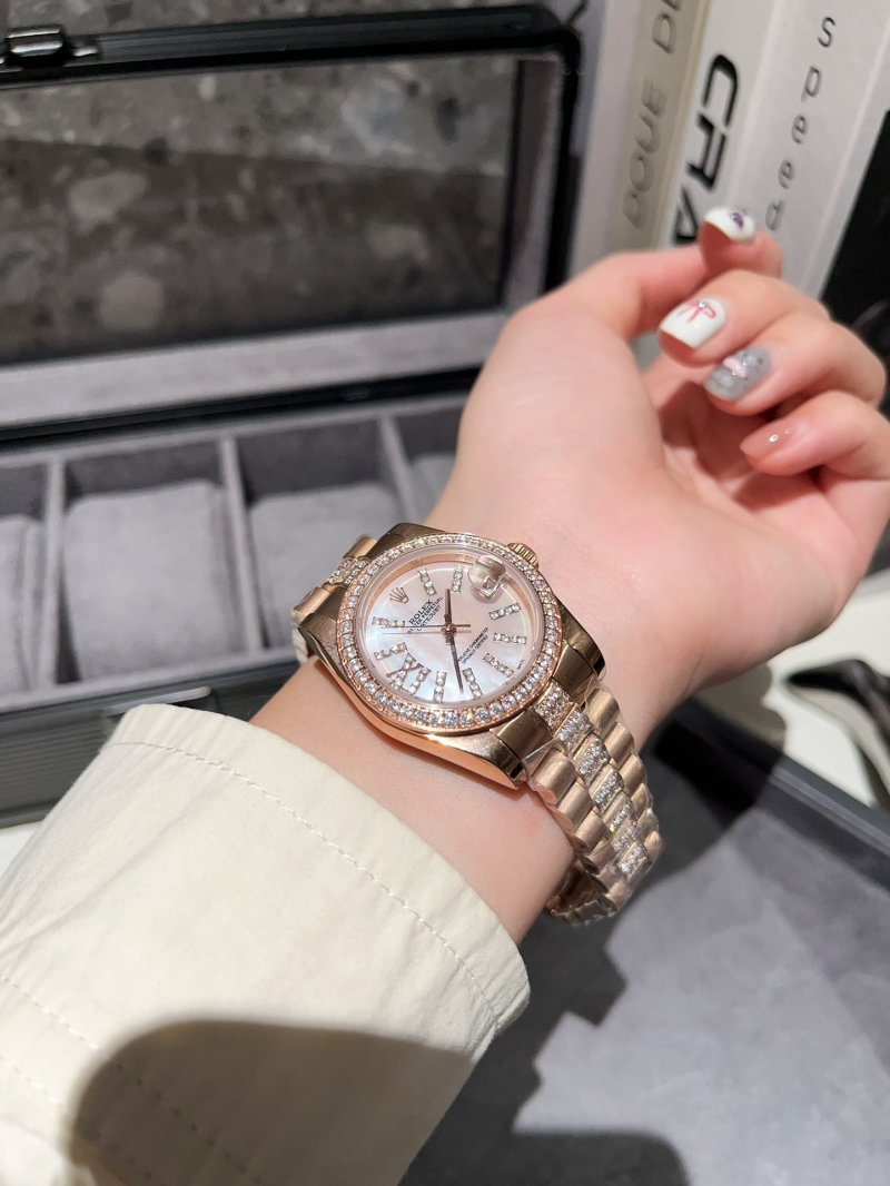 Rolex Datejust 31mm Rose Gold Diamond Bezel Women's Watch view