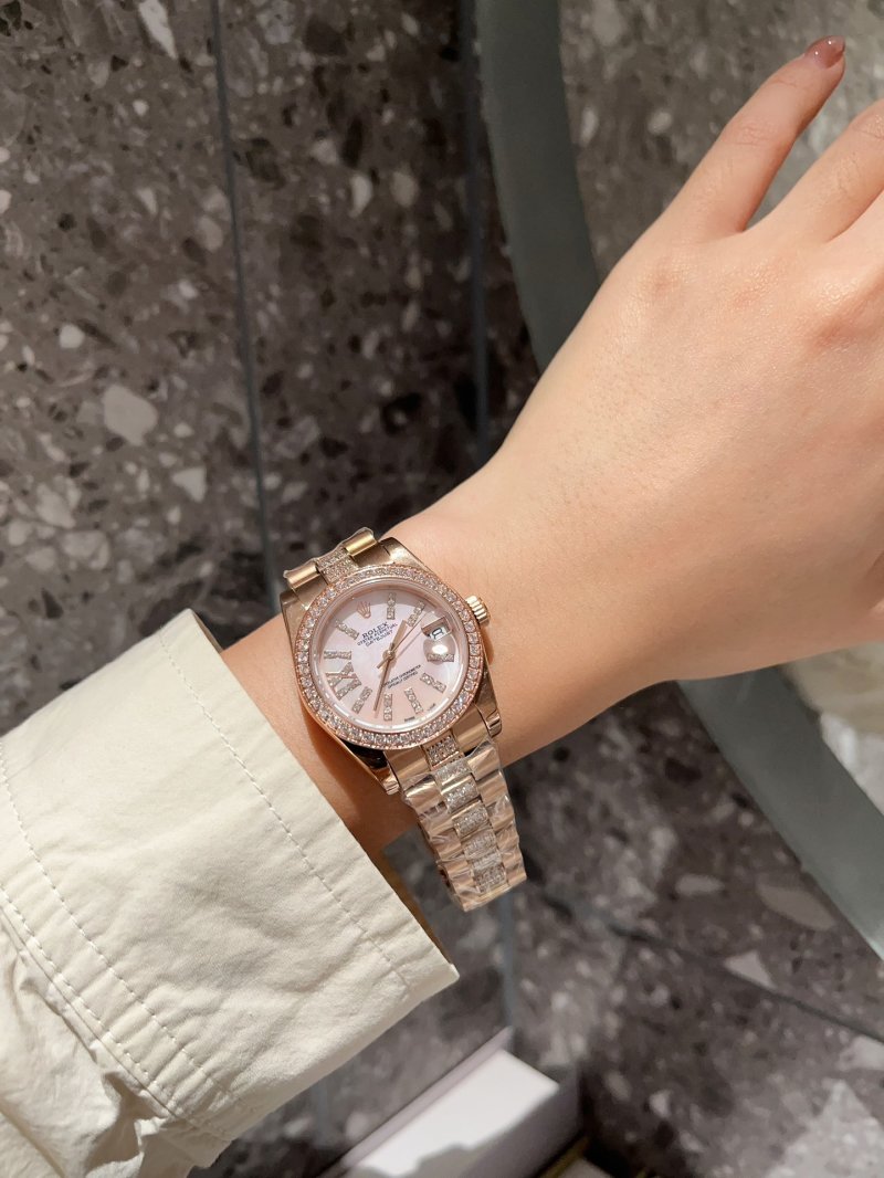 Rolex Datejust 31mm Rose Gold Diamond Bezel Women's Watch view