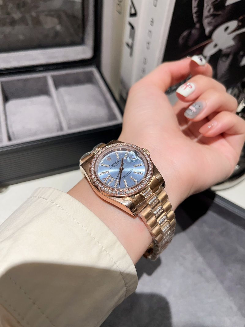 Rolex Datejust 31mm Rose Gold Diamond Bezel Women's Watch view