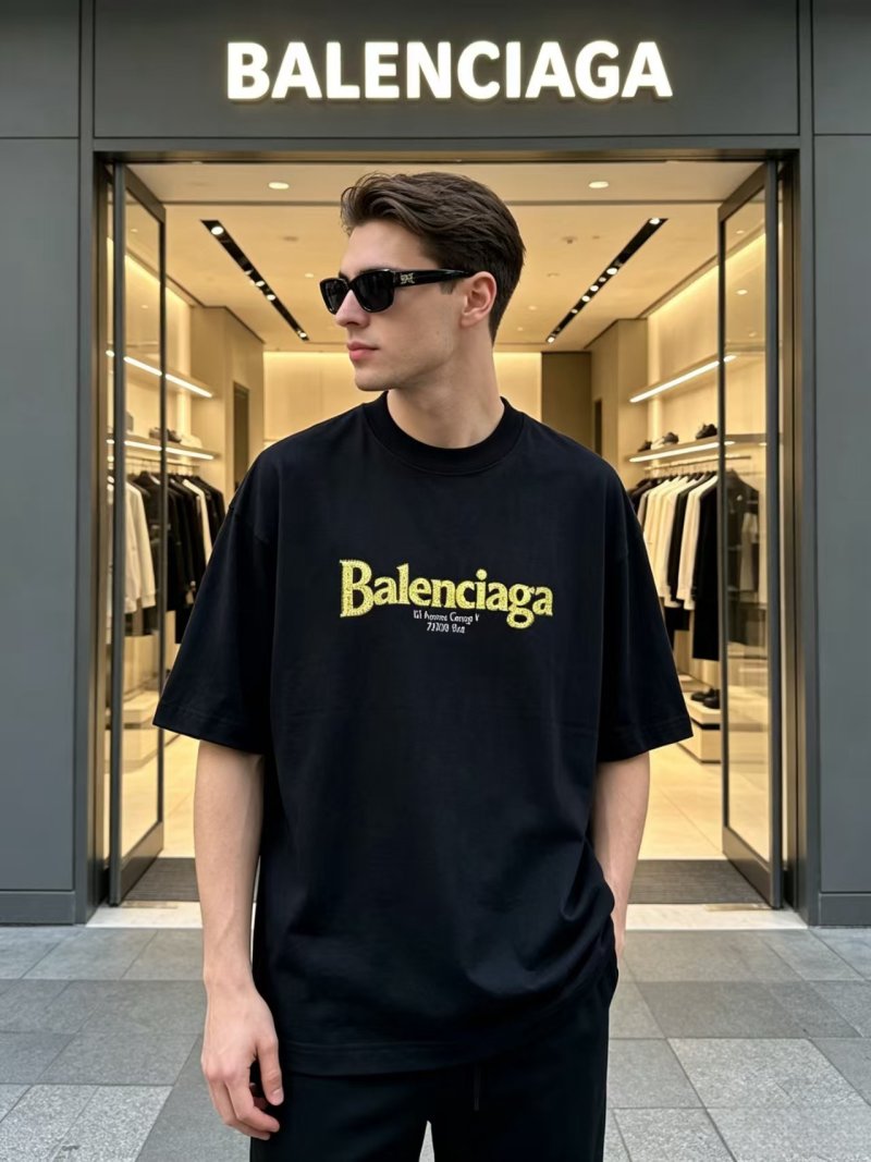 Balenciaga Black Gold Logo T-Shirt