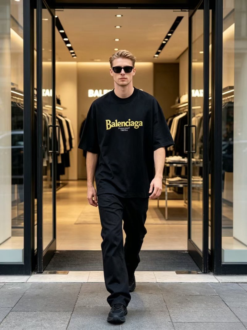 Balenciaga Black Gold Logo T-Shirt view