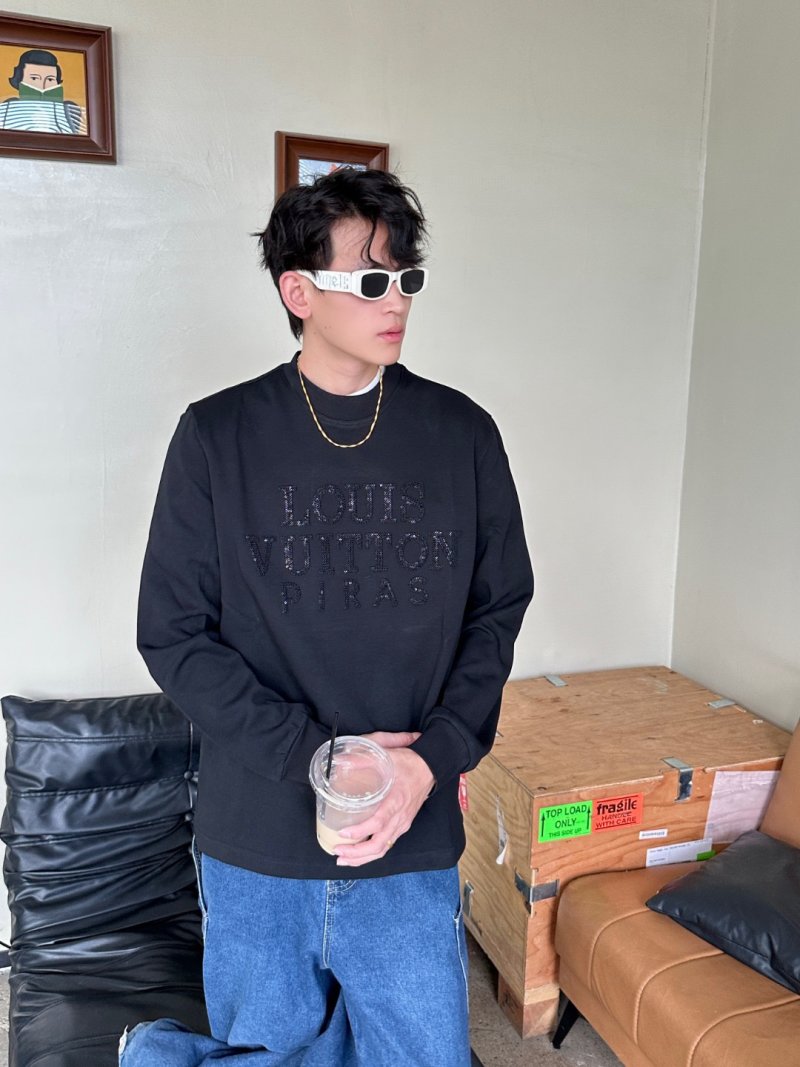Louis Vuitton Black Studded Logo Sweatshirt