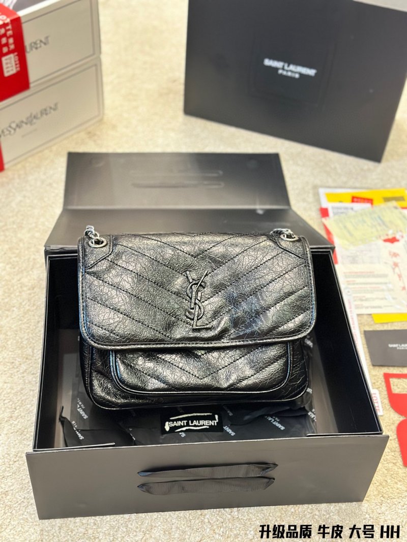 Saint Laurent Niki Quilted Leather Crossbody Bag Black