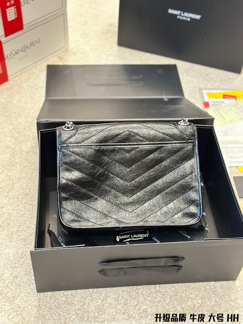 Saint Laurent Niki Quilted Leather Crossbody Bag Black view