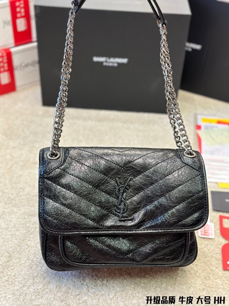 Saint Laurent Niki Quilted Leather Crossbody Bag Black view