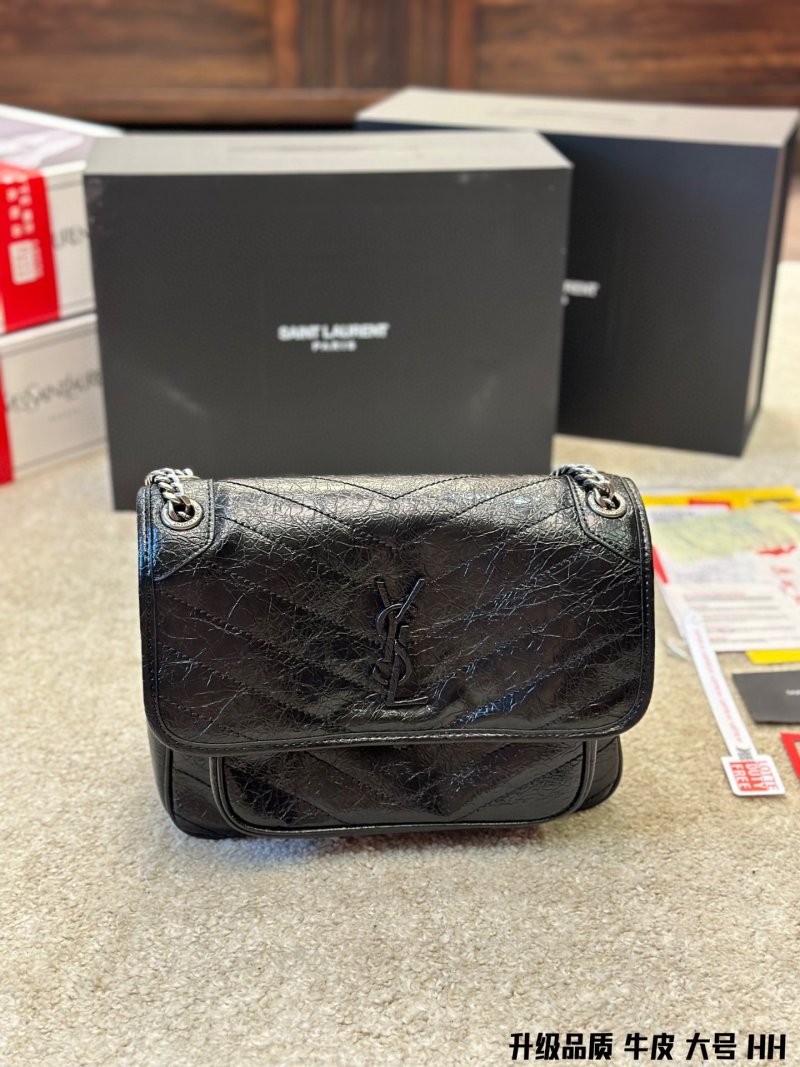 Saint Laurent Niki Quilted Leather Crossbody Bag Black view