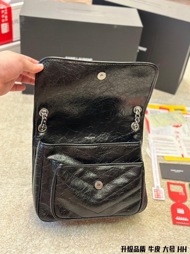 Saint Laurent Niki Quilted Leather Crossbody Bag Black view