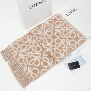 Loewe Anagram Reversible Wool Mohair Jacquard Scarf Beige