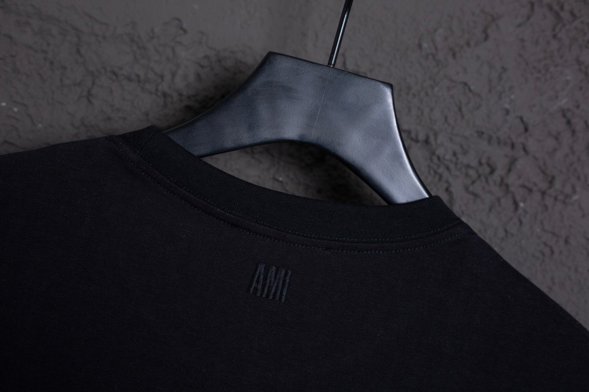 Black T-Shirt with Teal Heart Graphic Print view