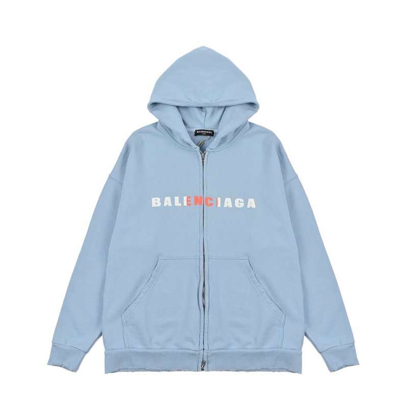 Balenciaga Light Blue Logo Zip-Up Jacket view