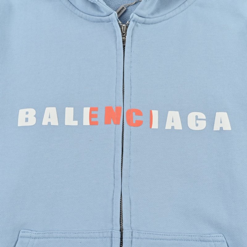 Balenciaga Light Blue Logo Zip-Up Jacket view