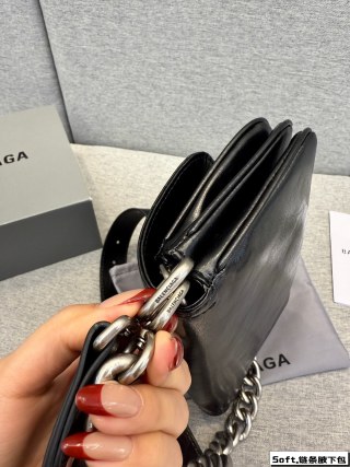 Balenciaga BB Soft Chain Shoulder Bag Black view 3
