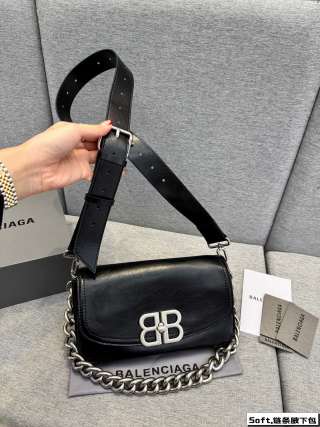 Balenciaga BB Soft Chain Shoulder Bag Black view 6