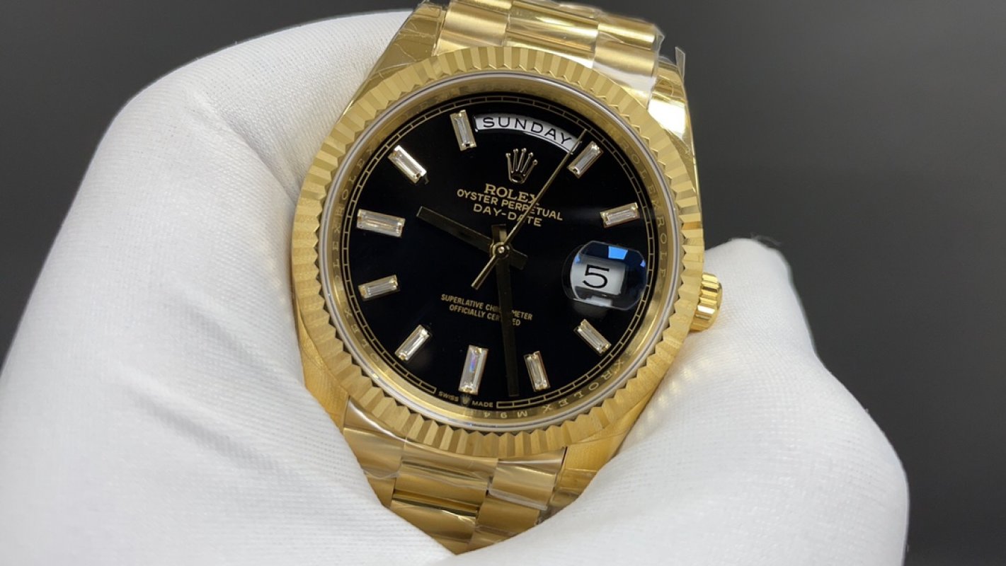 Rolex Day-Date 40mm Black Dial Gold Replica Watch view