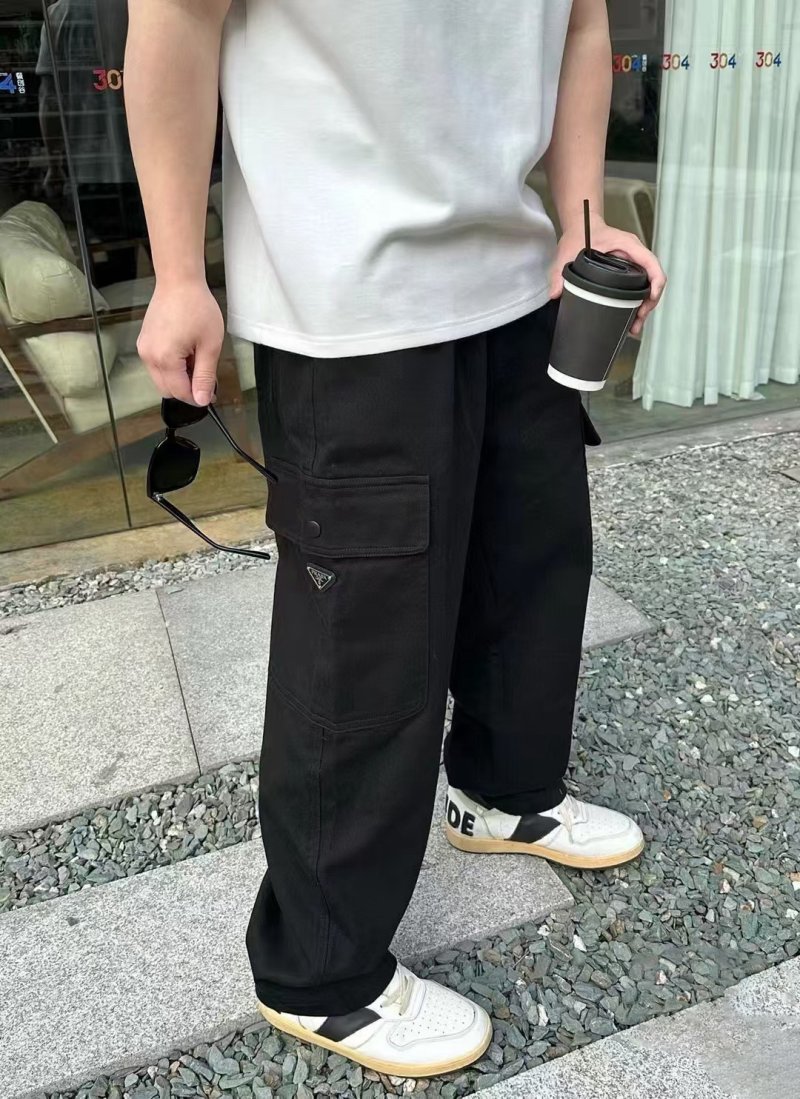 Prada Black Nylon Cargo Pants
