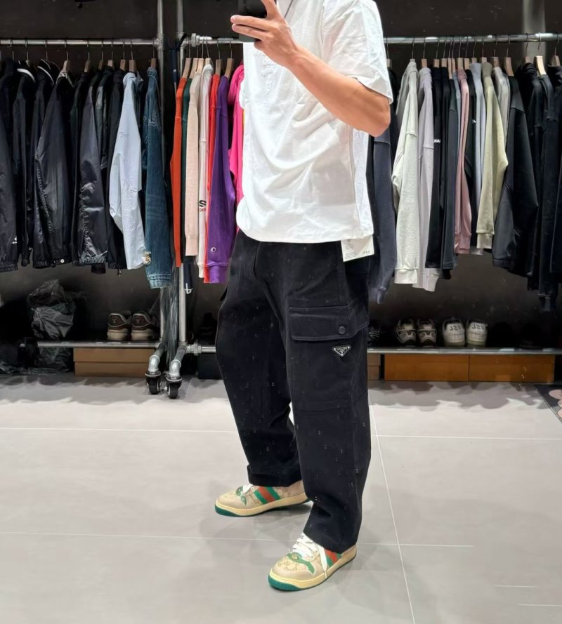 Prada Black Nylon Cargo Pants view