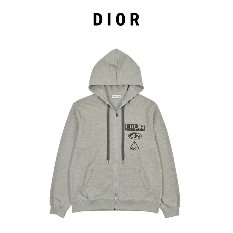 Dior Grey Logo Zip-Up Hoodie with Matching Joggers Set view
