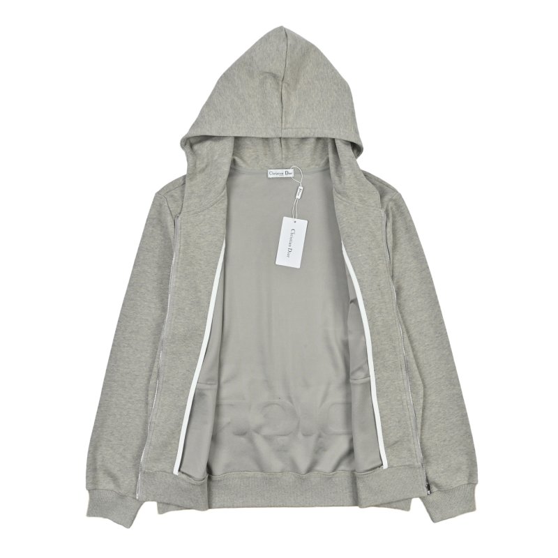 Dior Grey Logo Zip-Up Hoodie with Matching Joggers Set view