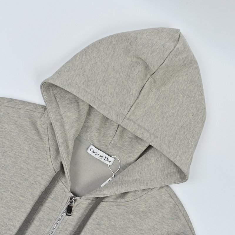 Dior Grey Logo Zip-Up Hoodie with Matching Joggers Set view