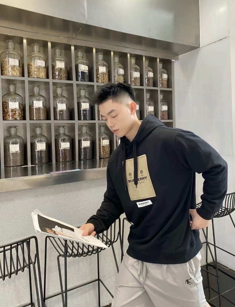 Burberry Black Logo Hoodie with Beige Patch