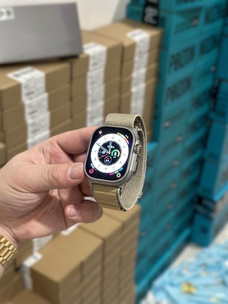 Apple Watch Ultra 2 Replica - Titanium with Olive Sport Band view