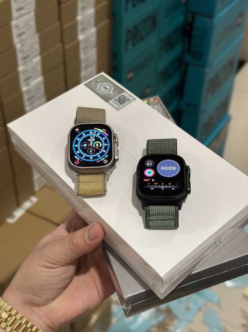 Apple Watch Ultra 2 Replica - Titanium with Olive Sport Band view