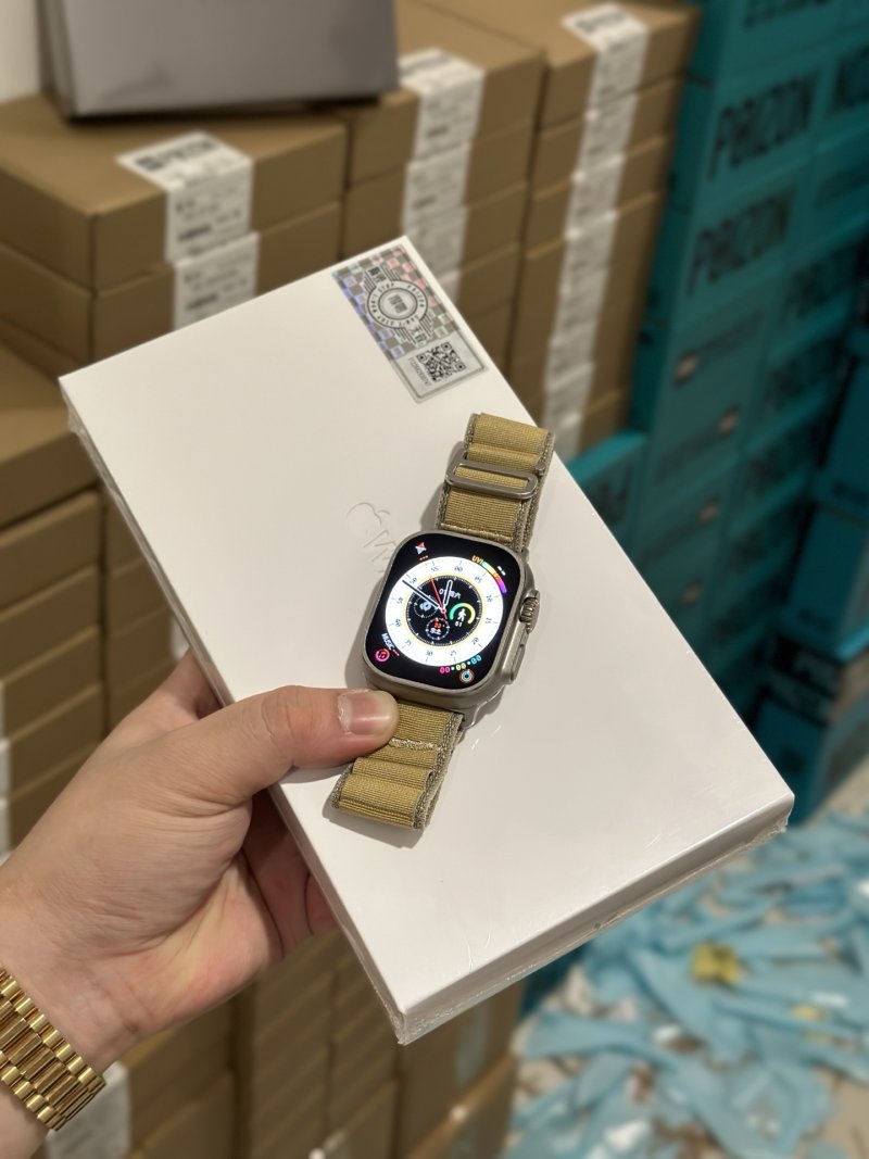 Apple Watch Ultra 2 Replica - Titanium with Olive Sport Band view