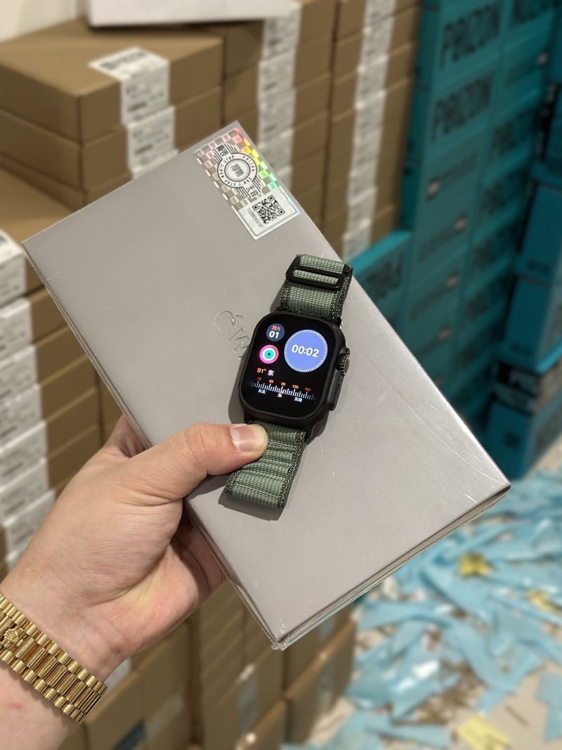 Apple Watch Ultra 2 Replica - Titanium with Olive Sport Band view