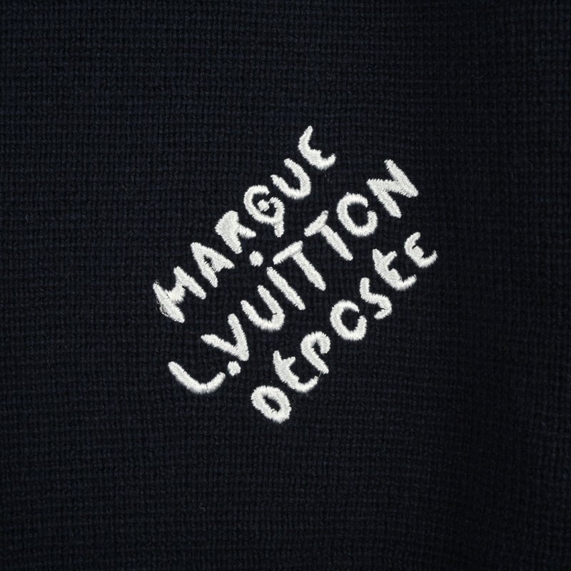 Louis Vuitton Striped Zip Knit Jacket Black Cream view