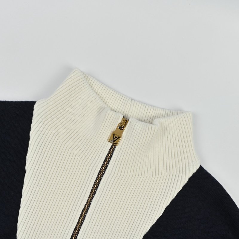 Louis Vuitton Striped Zip Knit Jacket Black Cream view