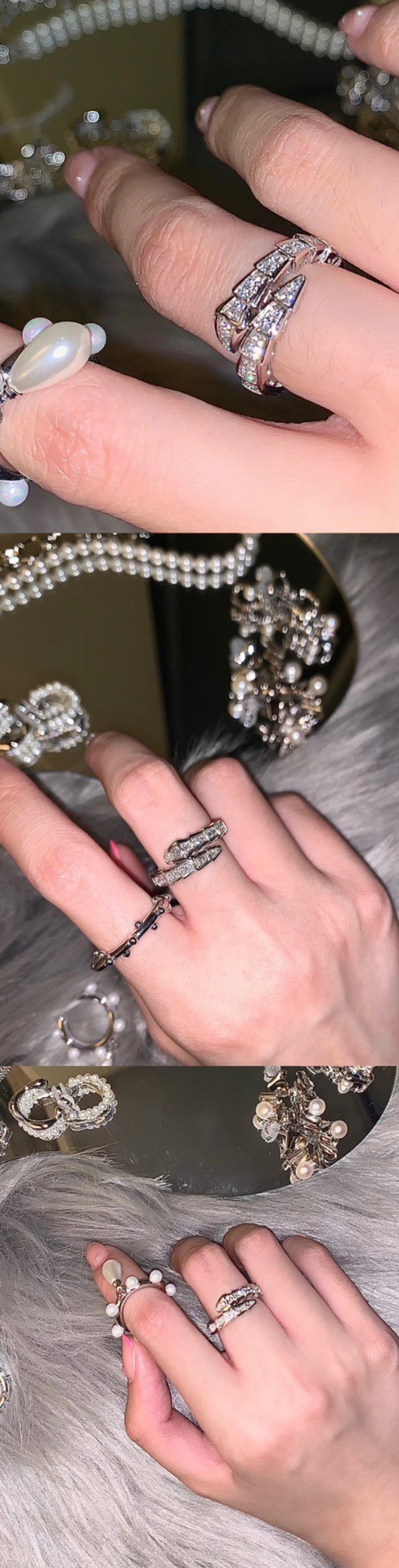 Sparkling Crystal Paved Ring - Silver Tone