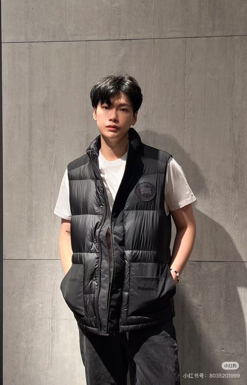 Black Puffer Gilet Vest with Embroidered Patch view