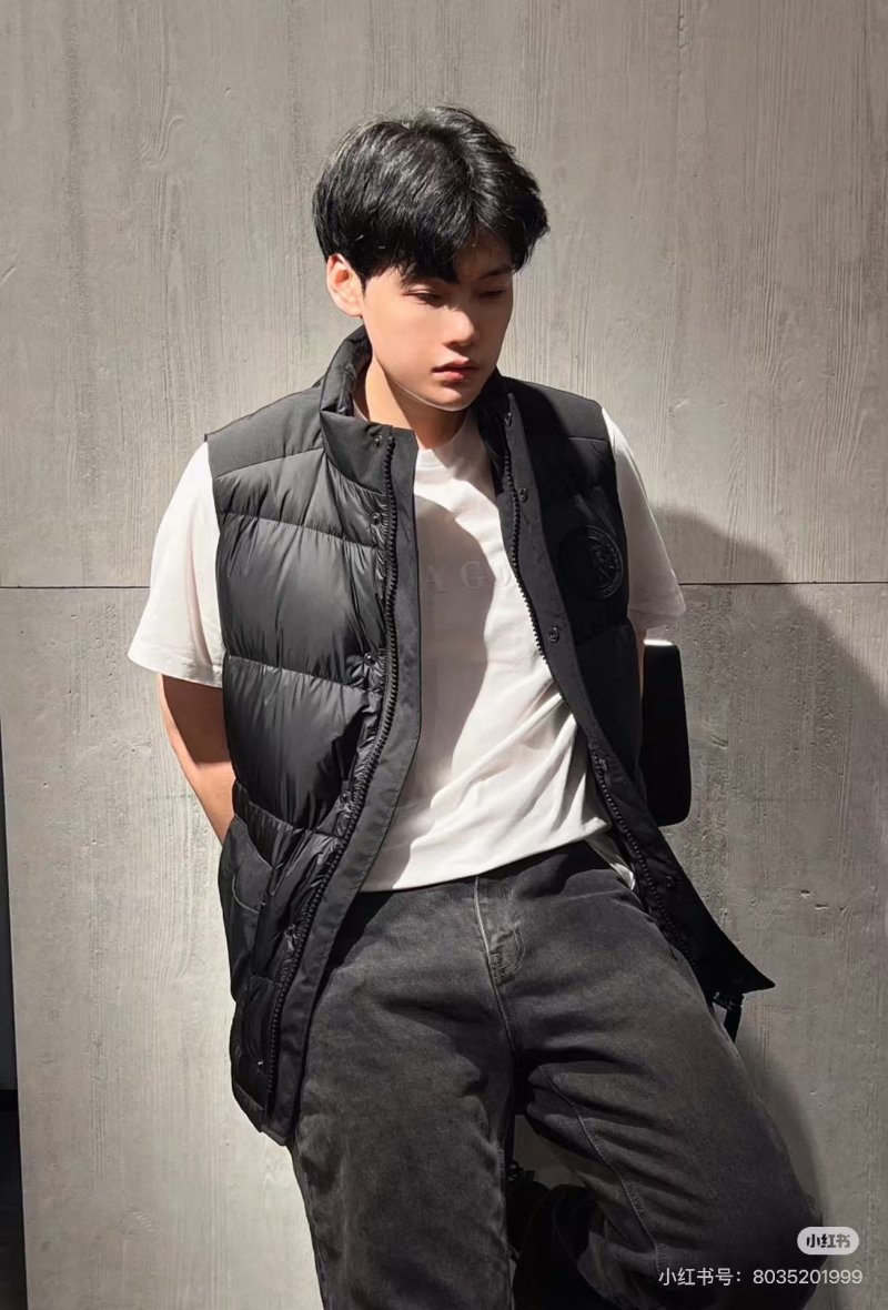 Black Puffer Gilet Vest with Embroidered Patch view