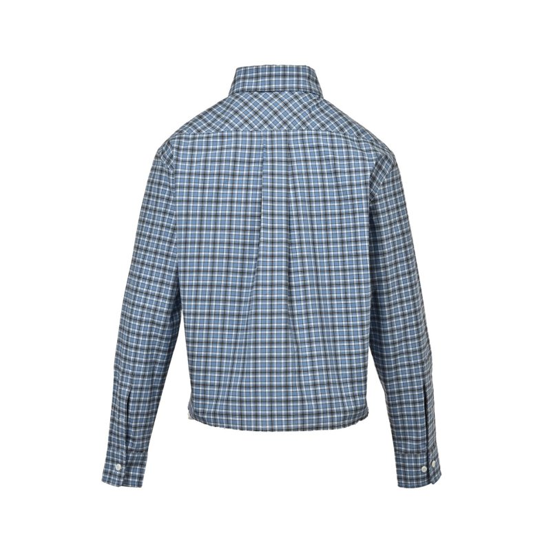 Miu Miu Check Embroidered Logo Shirt Blue view