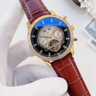 Vacheron Constantin Tourbillon Gold Burgundy Leather Watch