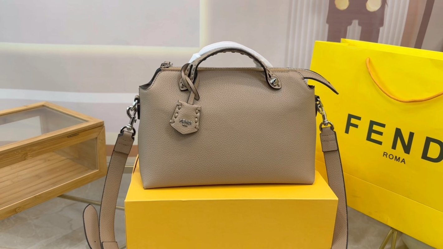 Fendi Peekaboo Leather Satchel Beige