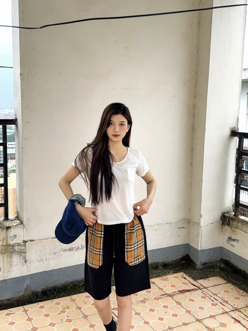 Burberry Nova Check Black Shorts with Tartan Pockets view