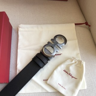 Salvatore Ferragamo Gancini Black Leather Belt