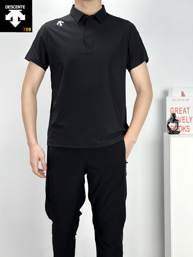 Descente Men's Quick-Dry Polo Shirt – Navy Blue view