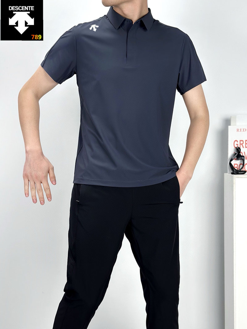 Descente Men's Quick-Dry Polo Shirt – Navy Blue view
