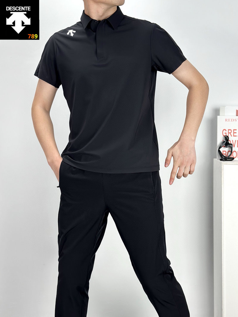 Descente Men's Quick-Dry Polo Shirt – Navy Blue view