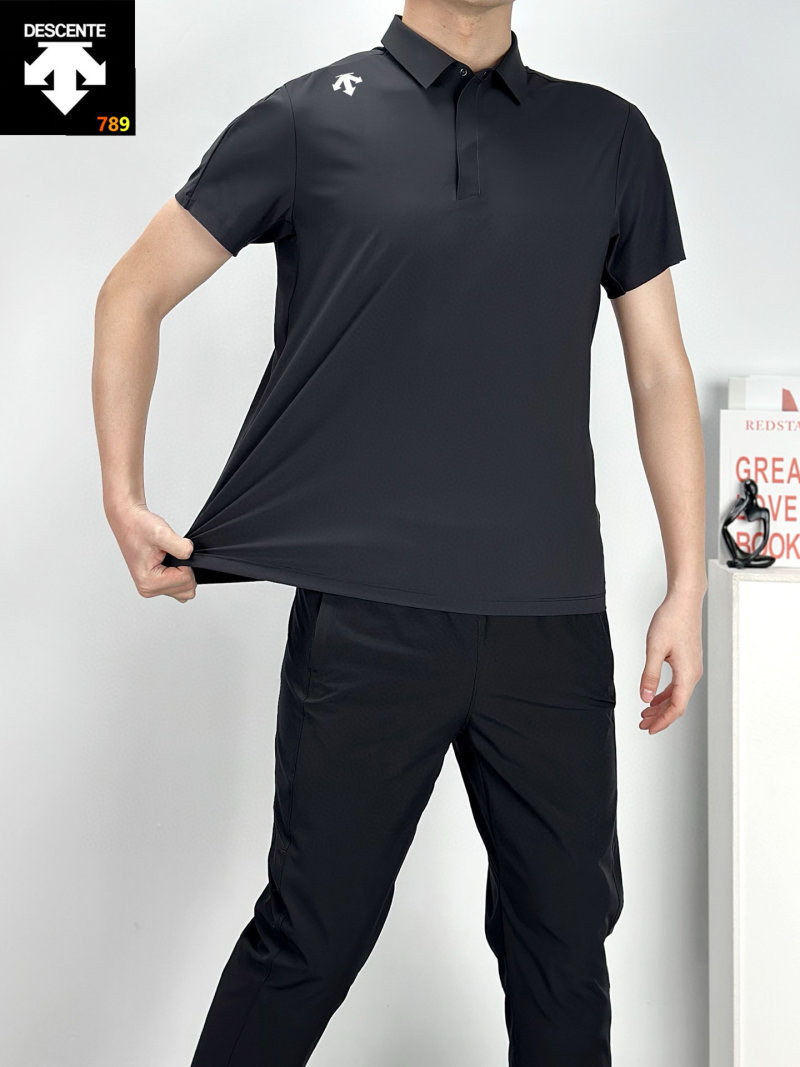 Descente Men's Quick-Dry Polo Shirt – Navy Blue view